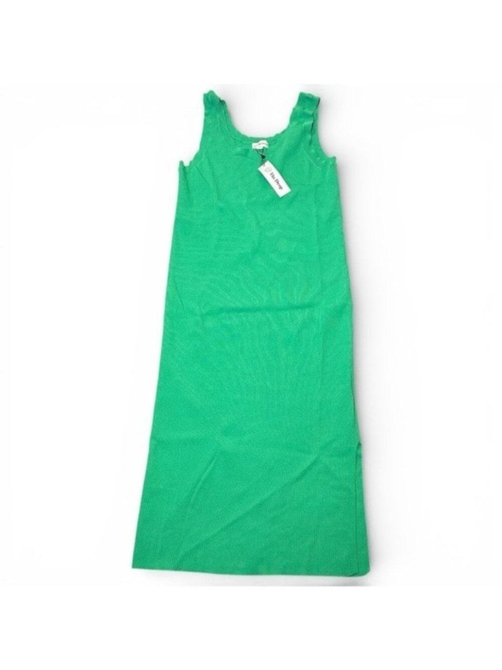 The Drop XL Yasmin Ribbed Midi Tank Dress Sleeveless Stretch Jade Minimalist NWT